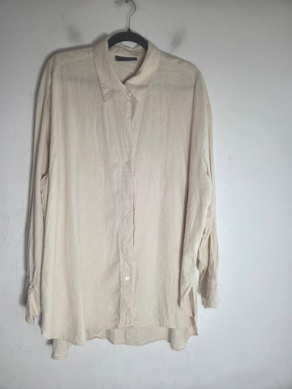 Lane Bryant Cream/Beige Button Down Tunic Linen Blend Neutral Blouse size 22/24